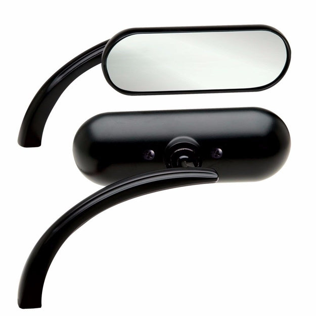 UNIVERSAL - BLACK MINI OVAL MOTORCYCLE MIRRORS